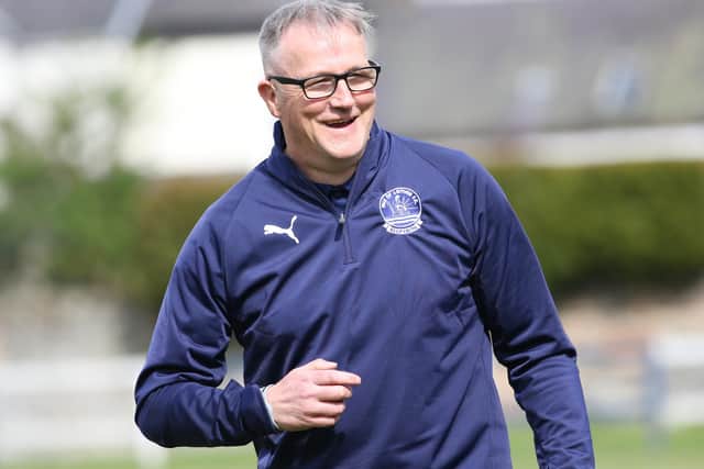 Vale of Leithen manager Ian Flynn watching his side beat Blackburn United 3-0 at home on Saturday (Pic: Brian Sutherland)