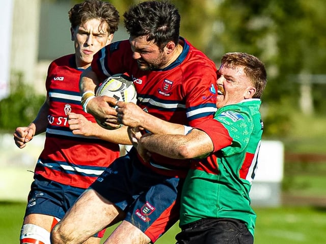 Jack Harrison in possession for Peebles as they lost 29-14 hosting Highland at the Gytes on Saturday (Photo: Stephen Mathison)