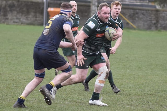 Nicky Little on the attack during Hawick's 36-0 Scottish cup quarter-final win at Dundee on Saturday (Photo: Malcolm Grant)