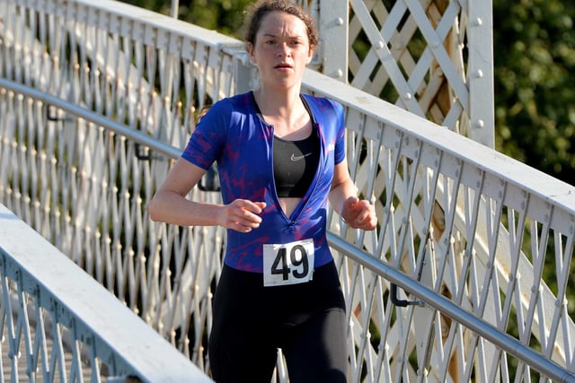 Rose Penfold was first female finisher, and 14th overall, at this month's Live Borders Peebles duathlon in 1:14:54