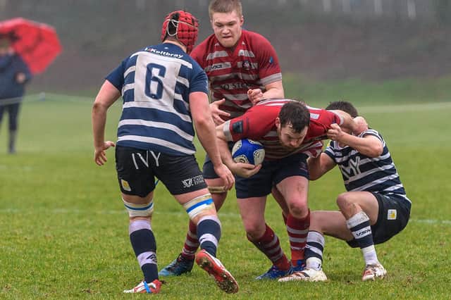 Peebles on the attack during their 13-5 win at Glasgow Academicals on Saturday (Pic: Stephen Mathison)