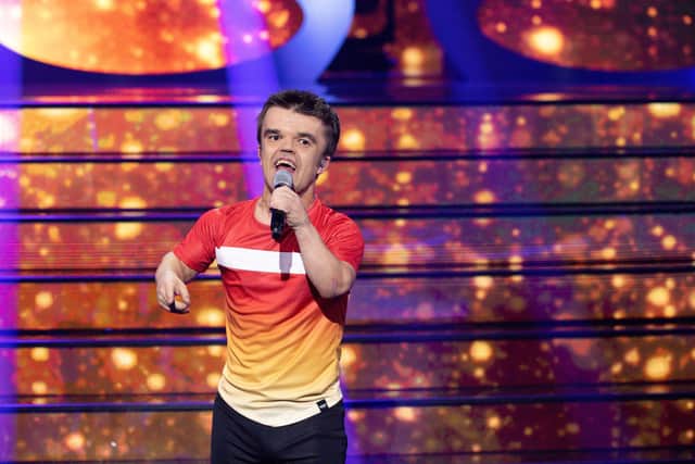 Charlie Marshall of Hawick launches into his brilliant rendition of Gold by Spandau Ballet on the show on Saturday. Photo: Nic Serpell Rand/BBC Pictures.