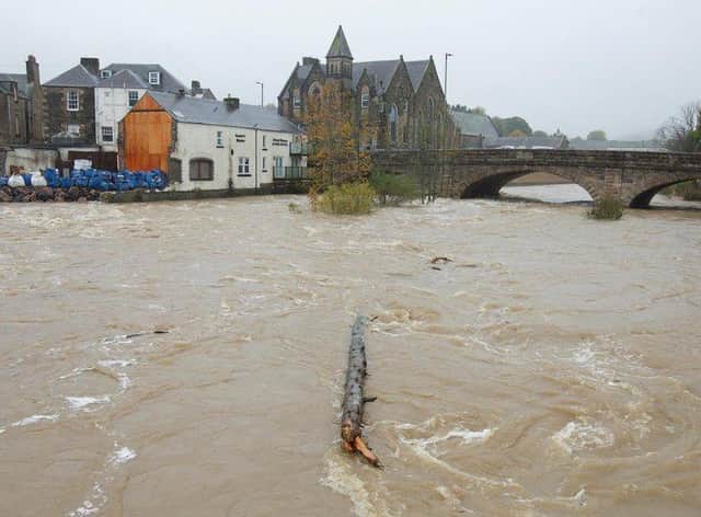 The river Teviot yesterday, with the Sonia's Bistro building, which was destroyed in the last flood, in the background. Photo: Bill McBurnie.