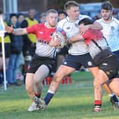 Try-scorer Callum Anderson in possession during Selkirk's 27-23 win at home to Glasgow Hawks at Philiphaugh on Saturday (Photo: Grant Kinghorn)
