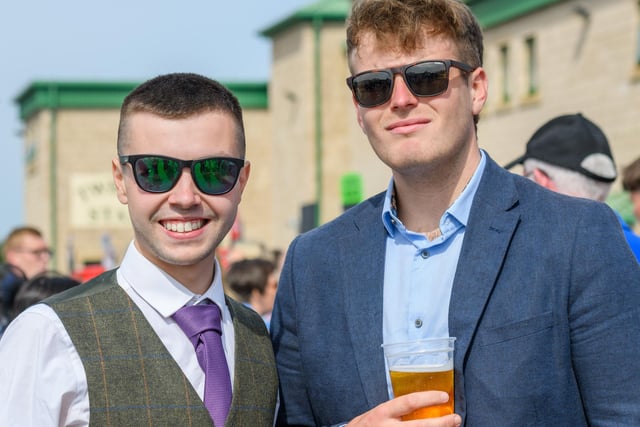 Two race-goers at Kelso's ladies' day season finale on Sunday