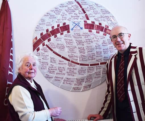 Anne Oliver at unveiling with Neil Gentleman (Pic John Smail)