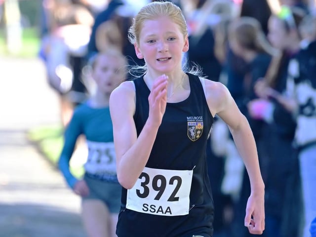 Melrose Primary School’s Emily Cranston at 2026’s Scottish Schools Athletics Association road-race championships, held in Fife this month (Photo: Neil Renton)