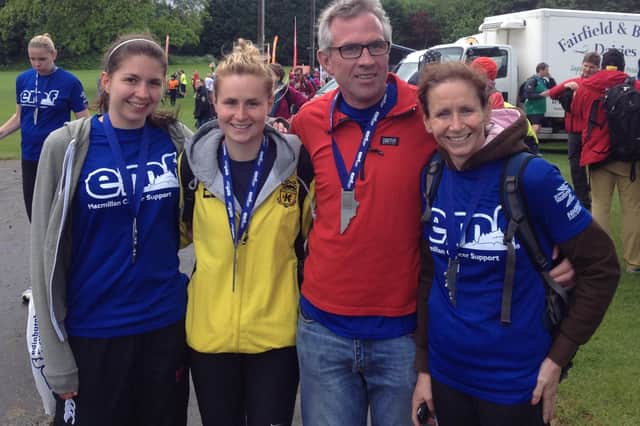 Clive Millar, second from right, with his family - from left, Brogan, Holly and Hazel - after completing 2014's Edinburgh Marathon running for Prostate Cancer UK