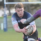 Monroe Job on the ball during Selkirk's 50-17 loss at home to Marr at Philiphaugh in rugby's Scottish Premiership in November (Photo: Grant Kinghorn)