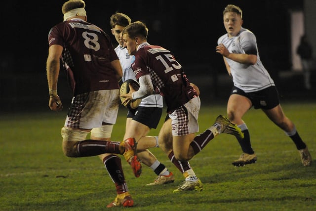 Russell Kerr on the ball during Gala's 32-12 Border League win at home to Selkirk on Friday (Photo: Grant Kinghorn)