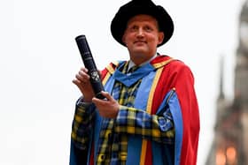 Former Scotland rugby international Doddie Weir after receiving an honorary doctor of science degree from Glasgow Caledonian University in 2018 (Photo by Jeff J Mitchell/Getty Images)