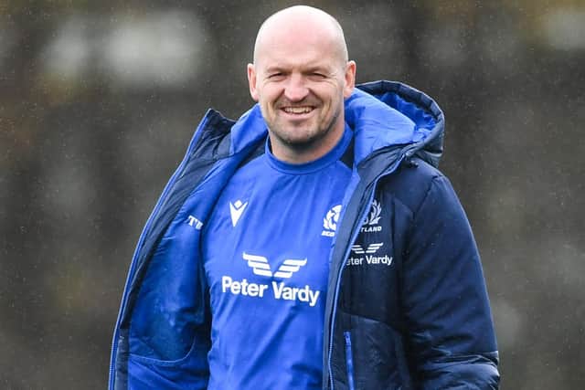 Scotland head coach Gregor Townsend during an open training session on Tuesday at the Oriam in Edinburgh (Photo by Ross MacDonald/SNS Group/SRU)