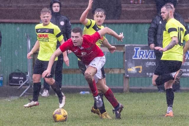 Peebles Rovers on the ball against Tweedmouth Rangers on Saturday (Pic: Pete Birrell)