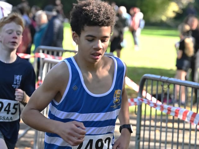 Galashiels Academy’s Connor Wilson was 56th in 8:38 in race six at 2026’s Scottish Schools Athletics Association road-race championships, held in Fife this month (Photo: Neil Renton)