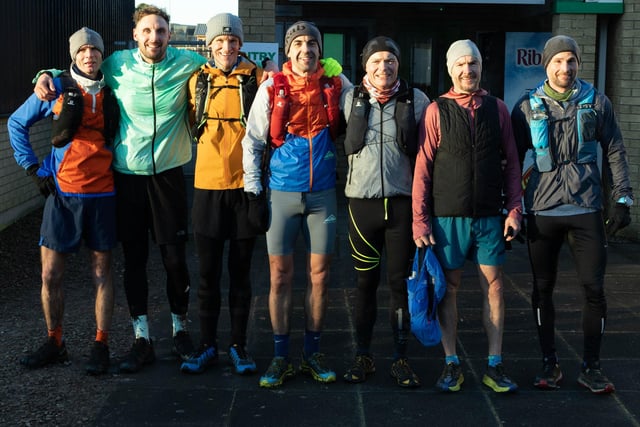 Double-runners, from left, Clark Scott, Bruce Ronaldson, Scott Walker, Chris Currie, Gary Trewartha, Neil Purves and Richard Holloway