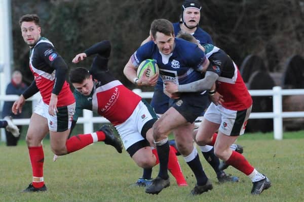 Ex-Southern Knights captain Craig Jackson on the ball for Selkirk during their 21-17 win at Glasgow Hutchesons' Aloysians on Saturday (Photo: Grant Kinghorn)