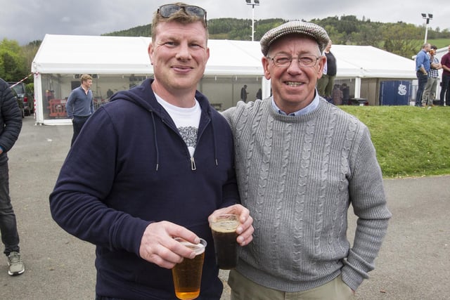Borders rugby legends Hovis Brown and Roy Laidlaw at Selkirk 7s