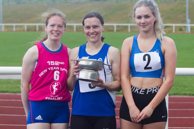 TLJT runners, from left, Janine Boyle, Nina Cessford and Brogan Beattie, pictured here at the 152nd Edinburgh New Year Sprint last July, are among the Borderers planning to take part in this year's, pencilled in for March (Photo: Bill McBurnie)