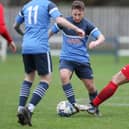 Daniel McKinley on the ball for Vale of Leithen during their 2-0 loss at home to Rosyth last month in the East of Scotland Football League's first division (Photo: Brian Sutherland)