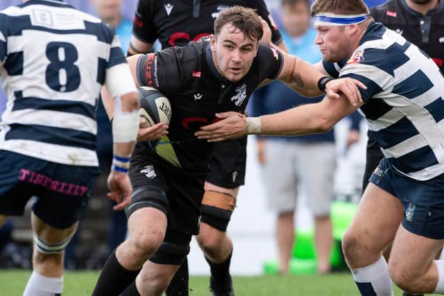 Rudi Brown, centre, in action for Southern Knights against Heriot's at Goldenacre in Edinburgh in October (Photo by Paul Devlin/SNS Group/SRU)
