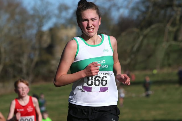 Elise Field at Sunday's junior Borders Cross-Country Series race at Duns