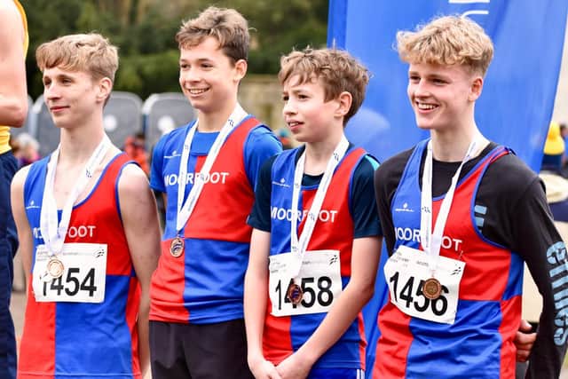 This bronze medal-winning Moorfoot Runners team comprised Kieran Fulton, Thomas Hilton, Shaun Pyman and Luke Grieve