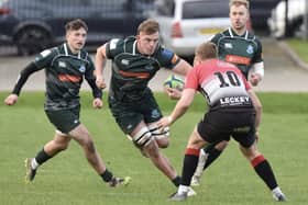 Jae Linton on the charge for Hawick during their 36-15 win away to Glasgow Hawks on Saturday in rugby's Scottish Premiership (Photo: Malcolm Grant)