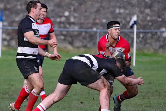 Another Kelso tackle going in against Aberdeen Grammar (Pic: Howard Moles)