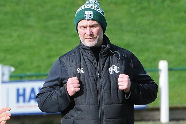Interim head coach Graham Hogg watching Hawick's 16-3 Scottish cup semi-final win at home to Currie Chieftains at Mansfield Park on Saturday (Photo: Grant Kinghorn)