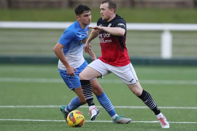 Liam Watt on the attack during Gala Fairydean Rovers' 3-1 win at home to Luncarty at Netherdale on Saturday in round four of this year's East of Scotland Qualifying Cup (Photo: Brian Sutherland)