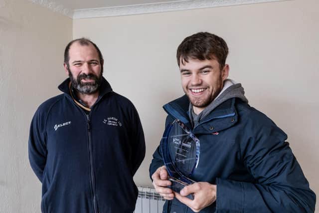 Director David Hardie and award winner Cameron Wood.