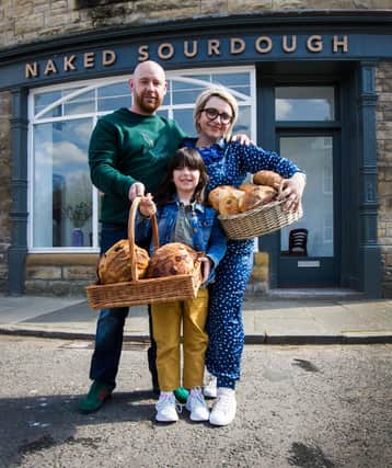 Kevin, Cristina and Mhairi Wood have just opened the Naked Sourdough Bakery in Jedburgh. (Photo:BILL McBURNIE)