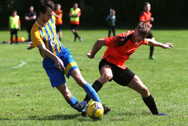 Lauder in possession against Hawick United at the latter's Wilton Lodge Park home ground on Saturday (Pic: Steve Cox)