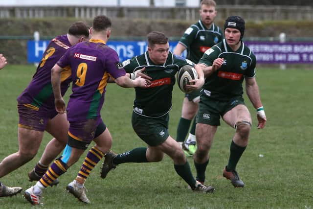 Calum Renwick on the charge for Hawick versus Marr on Saturday (Pic: Steve Cox)