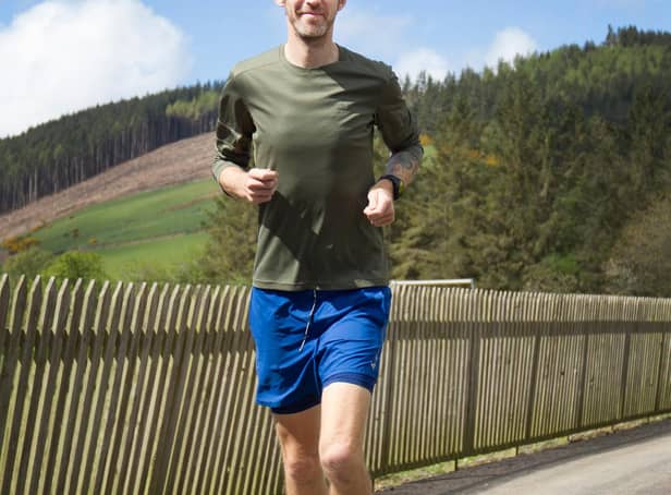 Ryan Small in Galashiels training for his 24 hour run at Meigle Hill. (Photo: BILL McBURNIE)
