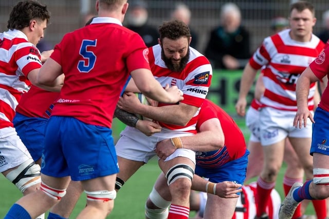 Bruce McNeil on the ball during South of Scotland's 36-18 national inter-district championship victory away to Caledonia Reds in Inverness on Saturday (Photo: Bryan Robertson)