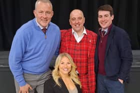 Richie Gray, Bruce Aitchison, Ryan Mania and Samantha Kinghorn at a sports dinner on Saturday at Galashiels Volunteer Hall organised by Gala Cricket Club and the Rowan Boland Memorial Trust (Pic: Gala Cricket Club)