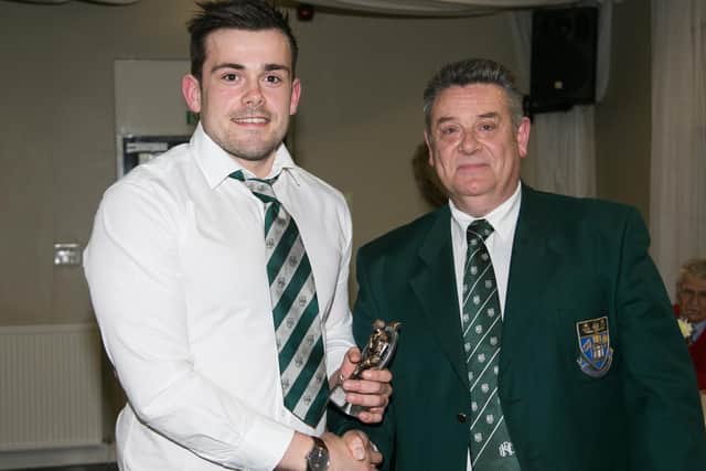 Shawn Muir being presented with Hawick's award for player of the year in 2016 (Picture: Kenneth Baillie)