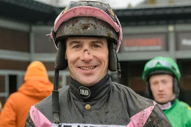 Ryan Mania after riding Bringbackmemories to victory at Musselburgh on Sunday (Pic: Alan Raeburn/Musselburgh Racecourse)