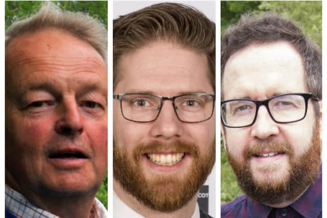 From left: Sandy Scott, Kris Chapman and Euan Jardine.