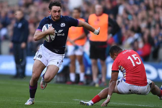 Melrose's Rufus McLean playing for Scotland against Tonga at Edinburgh's Murrayfield Stadium at the end of last month (Photo by Neil Hanna/AFP via Getty Images)