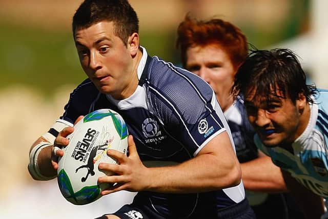 Greg Laidlaw playing rugby sevens for Scotland versus Argentina in Australia in 2008 (Photo by Cameron Spencer/Getty Images)