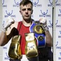 Galashiels boxer Jack Swaney with the Scottish cruiserweight belt he won in Motherwell on Saturday (Pic: Boxing Scotland)