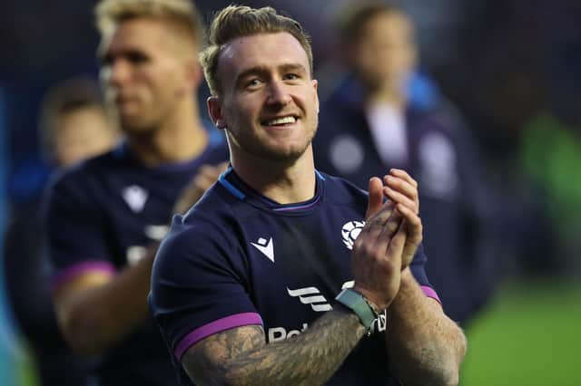 Scotland rugby captain Stuart Hogg at full-time after beating Australia at Edinburgh's Murrayfield Stadium today (Photo by Ian MacNicol/Getty Images)