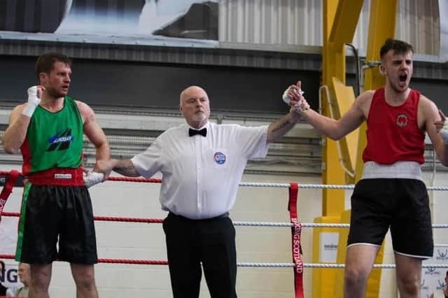 Jack Swaney celebrates after beating Davy Nelson in semi-final (Pics courtesy of Boxing Scotland)