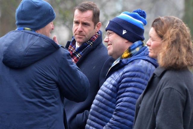 Gala's Chris Paterson, second from left, at Melrose Parish Church on Monday for Doddie Weir's memorial service