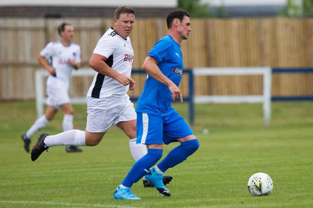Vale of Leithen player-manager Chris Anderson in action against Bo'ness United (Photo: Bill McBurnie)