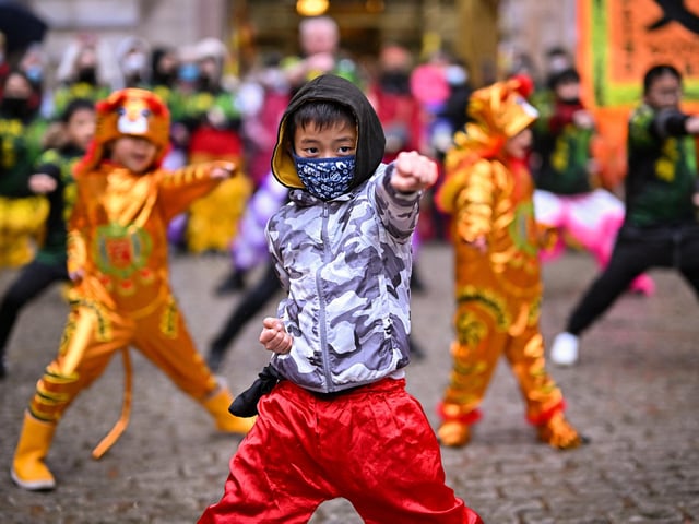 The crowds were treated to Tai Chi displays and tiger dances.