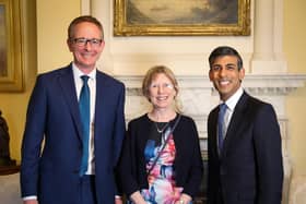 Candy Philip with John Lamont MP and Prime Minister Rishi Sunak. Photo: Sam Ross.