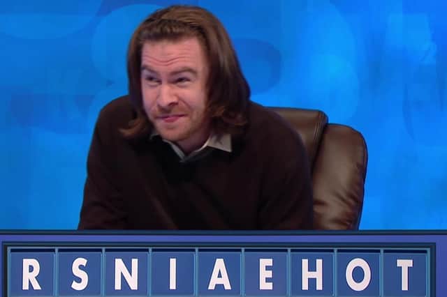 Stu Harkness from Tweedbank, about to get his second nine-letter word in Countdown. Screenshot: Channel 4.